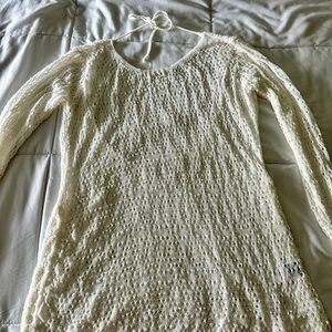 Cream Crochet Long Sleeve Top
